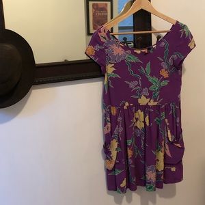 Purple, floral dress. SILK